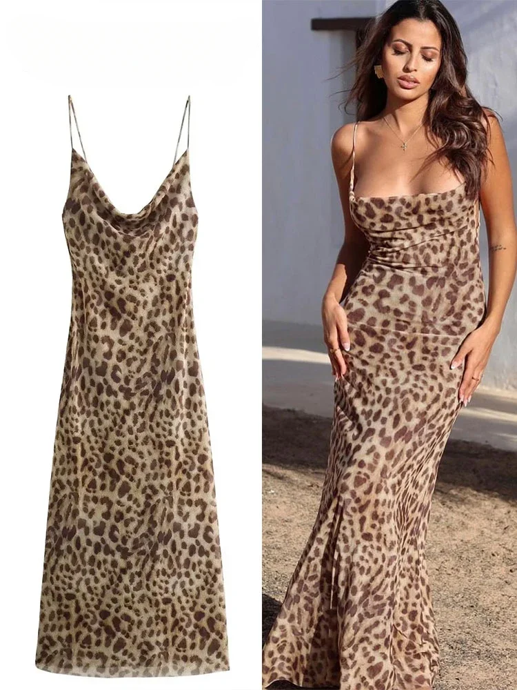 2025 Summer New Woman Dress Leopard Print Sleeveless Vintage Slim Long Dresses Sexy Backless Female Spaghetti Strap Dress
2025 Summer New Woman Dress Leopard Print Sleeveless Vintage Slim Long Dresses Sexy Backless Female Spaghetti Strap Dress