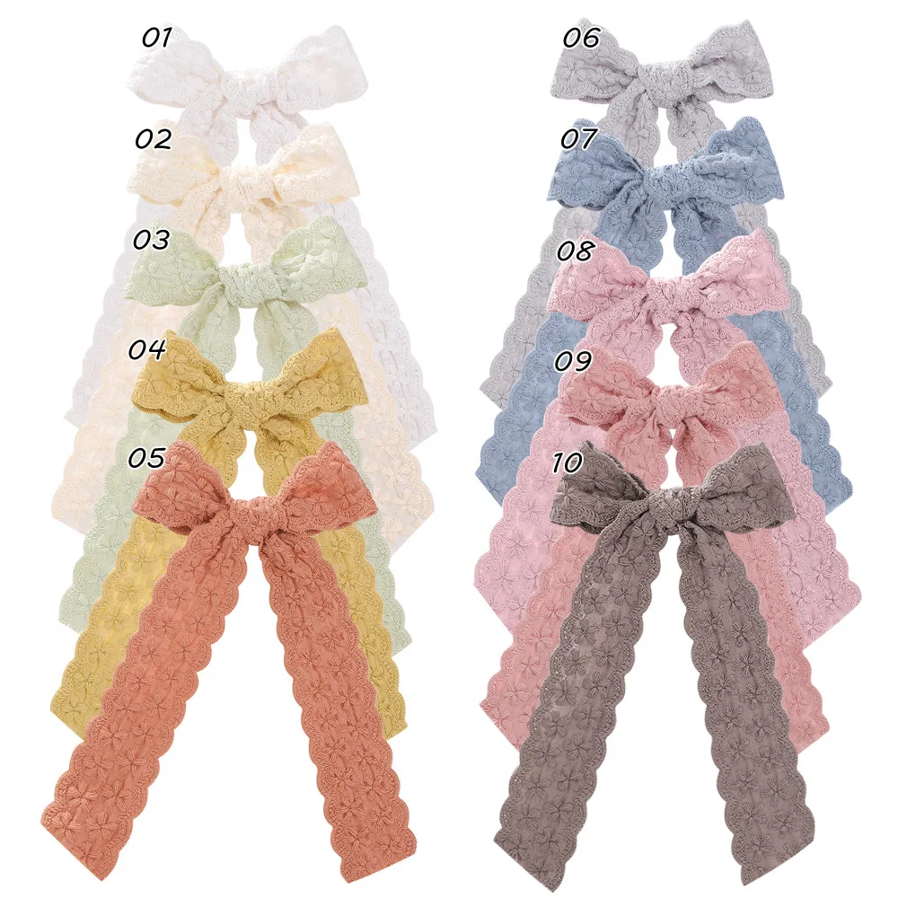 20 pcs/lot, 3.7" Lace Embroidery Fabric Bow Hair Clips Kids Bowknot Hairpins Children Hairgrips Girls Hair Accessories
20 pcs/lot, 3.7" Lace Embroidery Fabric Bow Hair Clips Kids Bowknot Hairpins Children Hairgrips Girls Hair Accessories