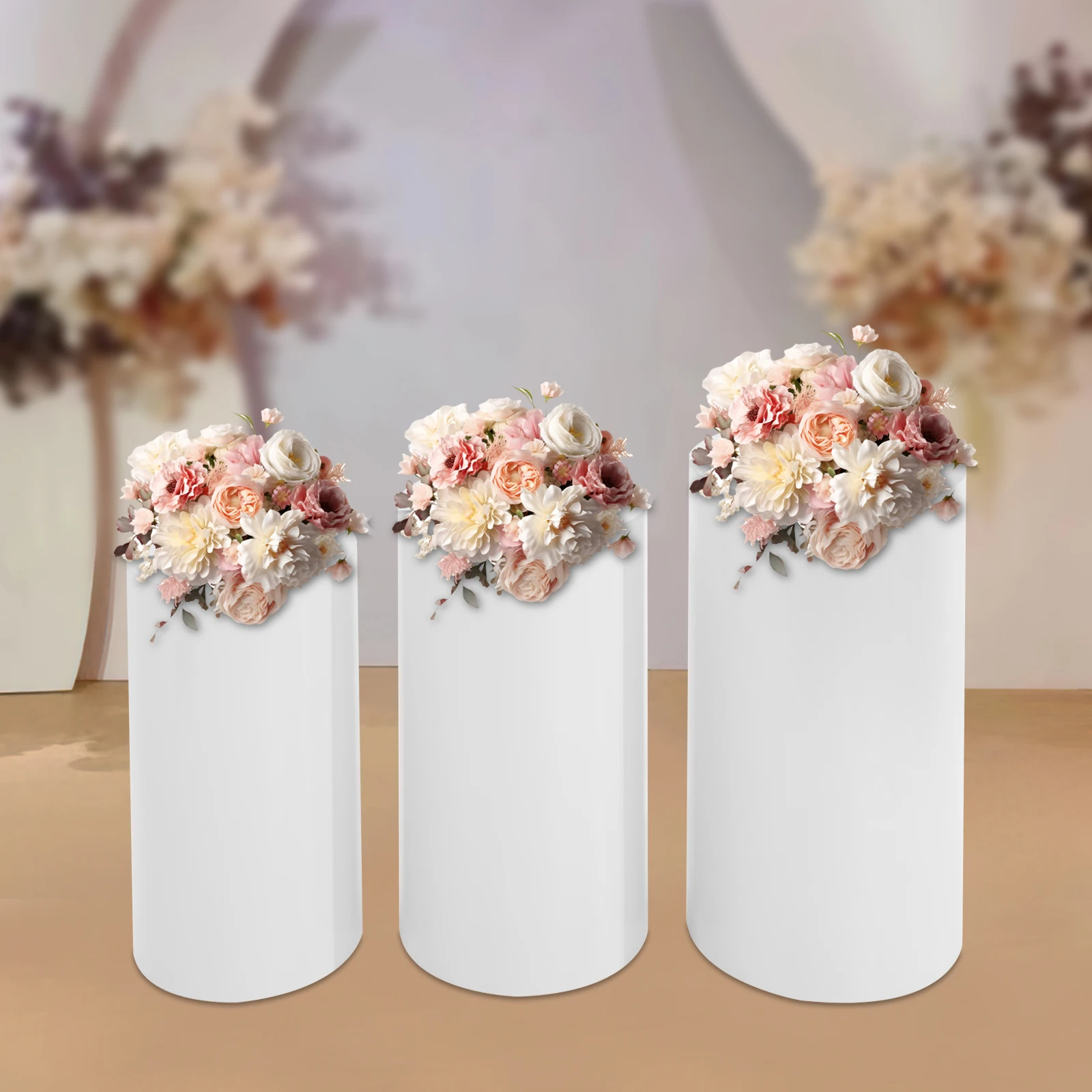 3Pcs Cylinder Pedestal Plinth Cake Stand White Flower Column Dessert Table For Birthday Party Wedding Decoration, Banquets
3Pcs Cylinder Pedestal Plinth Cake Stand White Flower Column Dessert Table For Birthday Party Wedding Decoration, Banquets