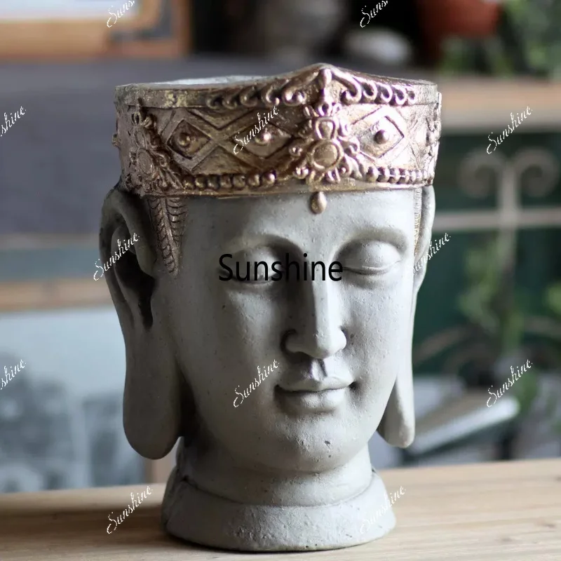 Vintage Zen, Thai Buddha Head Flower Pot Magnesium Oxide Flower Ware Garden Garden Ornament
Vintage Zen, Thai Buddha Head Flower Pot Magnesium Oxide Flower Ware Garden Garden Ornament