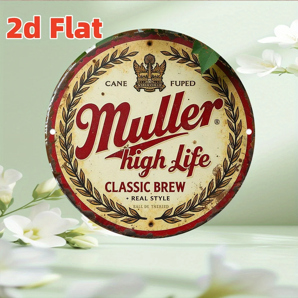 2D Flat - Vintage "Muller High Life" Round Aluminum Sign - 7.8" Classic Beer Logo Wall Decor for Home, Bar, Cafe, and More
2D Flat - Vintage "Muller High Life" Round Aluminum Sign - 7.8" Classic Beer Logo Wall Decor for Home, Bar, Cafe, and More