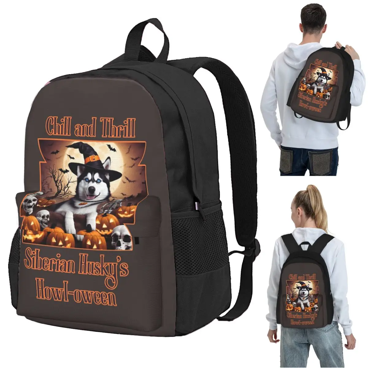 Chill And Thrill Siberian Husky's Howl-oween Backpack Student BookBag Kids School Bag Laptop Shoulder Bags for Men Women
Chill And Thrill Siberian Husky's Howl-oween Backpack Student BookBag Kids School Bag Laptop Shoulder Bags for Men Women
