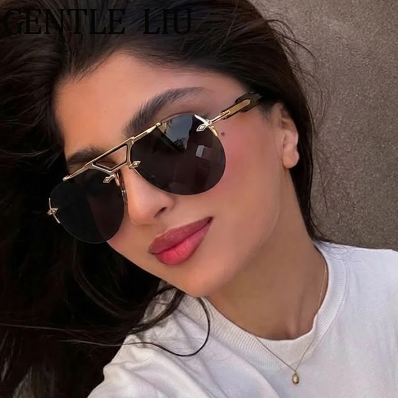 Oversized Oval Punk Sunglasses Women 2026 Luxury Brand Vintage Rimless Double Beam Sun Glasses For Ladies Eyewear Driving Shades
Oversized Oval Punk Sunglasses Women 2026 Luxury Brand Vintage Rimless Double Beam Sun Glasses For Ladies Eyewear Driving Shades
