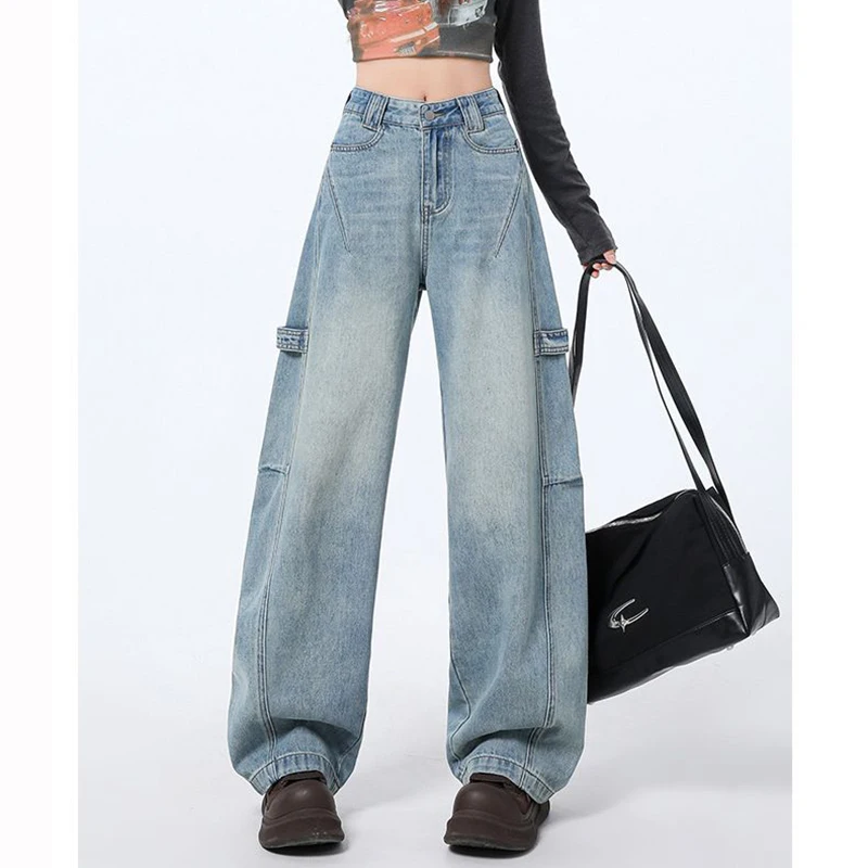 Женские шикарные винтажные мешковатые джинсы с высокой талией, женские корейские уличные брюки с широкими штанинами, женские новые модные повседневные брюки
Женские шикарные винтажные мешковатые джинсы с высокой талией, женские корейские уличные брюки с широкими штанинами, женские новые модные повседневные брюки