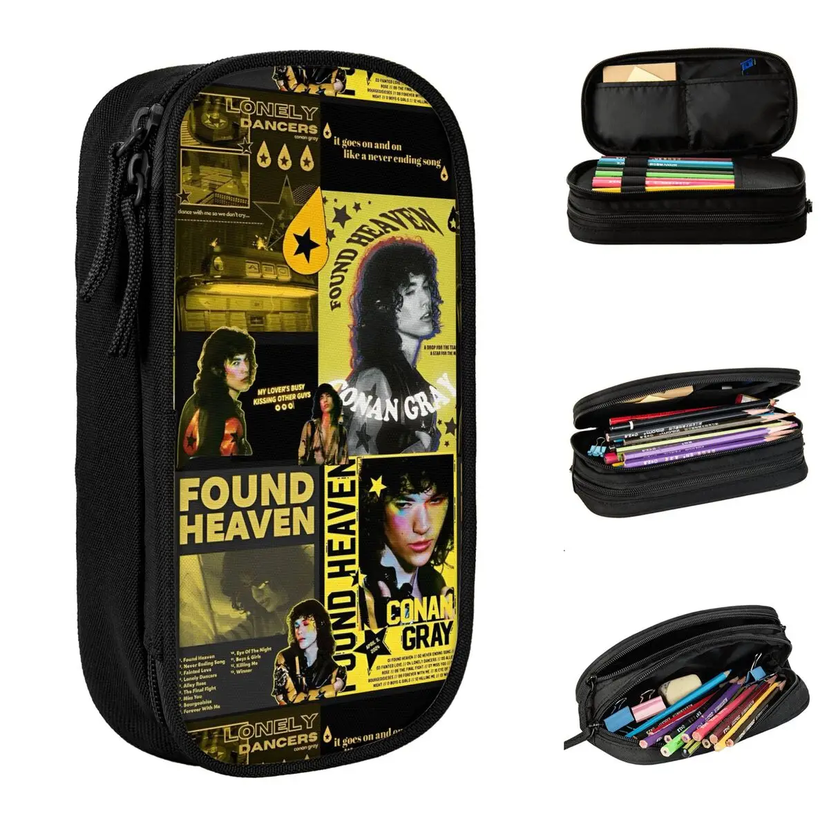 Милые пеналы Found Heaven Music Conan Grey, пенал для девочек и мальчиков, большая вместительная сумка, школьные принадлежности, аксессуары
Милые пеналы Found Heaven Music Conan Grey, пенал для девочек и мальчиков, большая вместительная сумка, школьные принадлежности, аксессуары