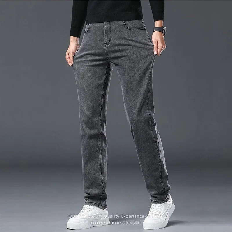 2026 Spring Summer New Men's Slim Fit Elastic Jeans Gray Denim Pants Korean Business Work Straight Black Trousers Plus Size 40
2026 Spring Summer New Men's Slim Fit Elastic Jeans Gray Denim Pants Korean Business Work Straight Black Trousers Plus Size 40