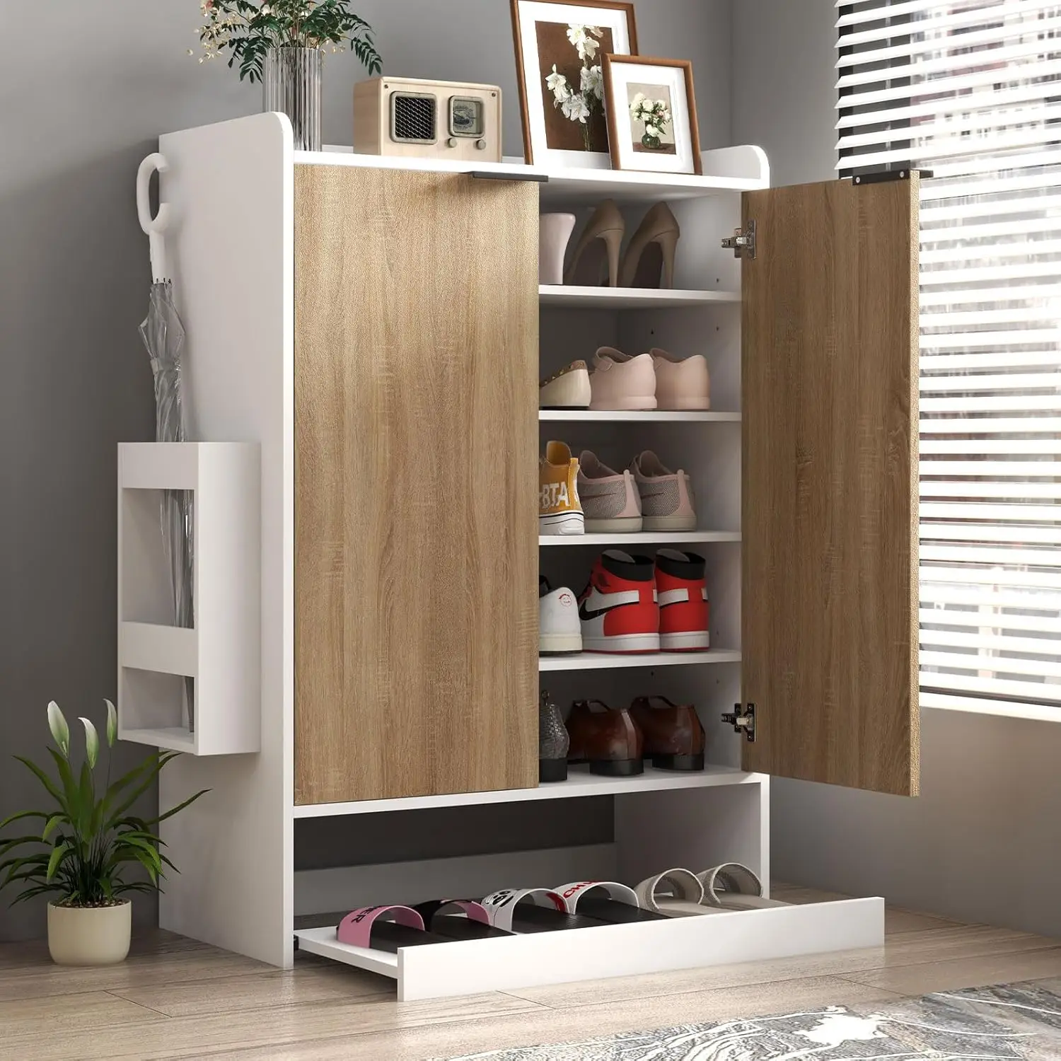 Shoe Cabinet with Doors, 7-Tier Shoe Storage Cabinet with 4 Adjustable Shelves, Wood Shoe Rack Organizer with, Customized
Shoe Cabinet with Doors, 7-Tier Shoe Storage Cabinet with 4 Adjustable Shelves, Wood Shoe Rack Organizer with, Customized