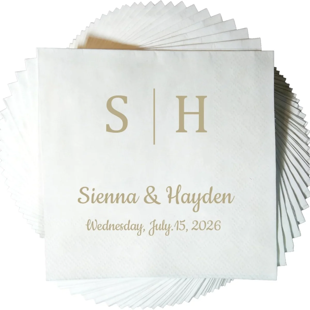 50pcs Personalized Wedding Cocktail Napkins | Custom Napkins with Name & Date, 3 ply Customized Paper Napkins for Wedding, Cockt
50pcs Personalized Wedding Cocktail Napkins | Custom Napkins with Name & Date, 3 ply Customized Paper Napkins for Wedding, Cockt