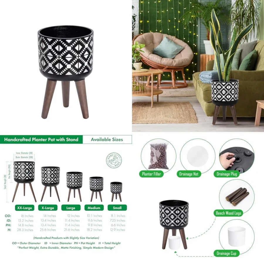 8 Inch Planter Pot with Stand, Mid-Century Tall Plant Pot with Legs for Indoor Plants,,, 88-G-A-4
8 Inch Planter Pot with Stand, Mid-Century Tall Plant Pot with Legs for Indoor Plants,,, 88-G-A-4