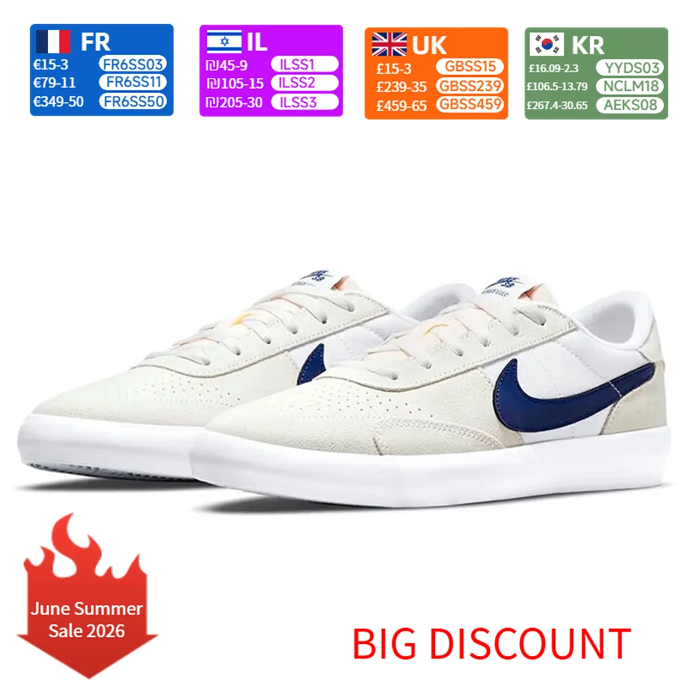 Nike Heritage Vulc SB Comfortable, slip-resistant, durable, lightweight Low-top skate shoes Unisex Off-white and blue CD5010-105
Nike Heritage Vulc SB Comfortable, slip-resistant, durable, lightweight Low-top skate shoes Unisex Off-white and blue CD5010-105