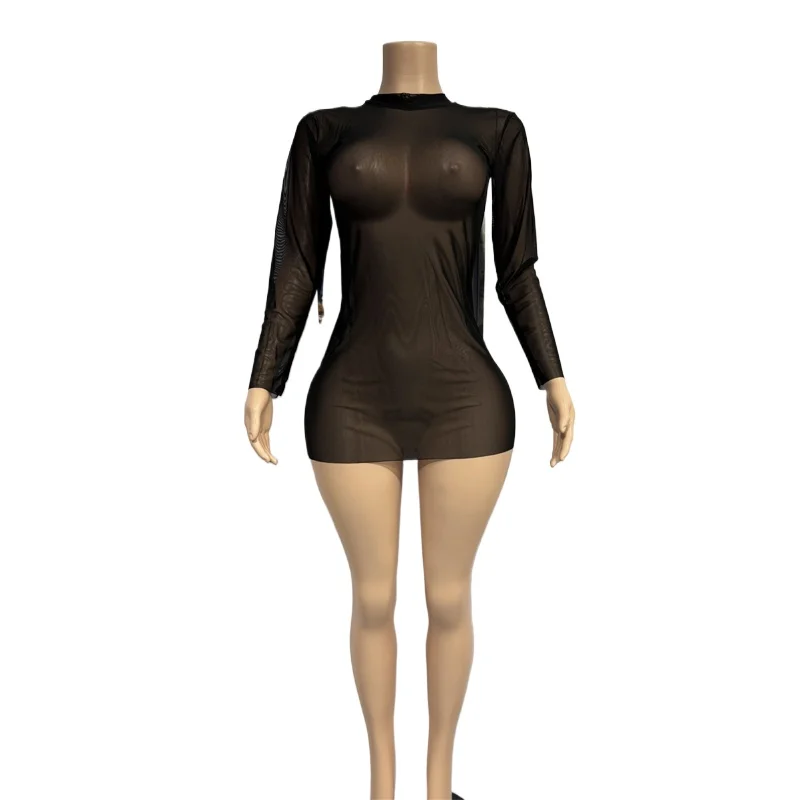 European and American Sexy Perspective Ice Silk Mesh Women's Summer Thin Slim Fit Dress Sexy Costume Women
European and American Sexy Perspective Ice Silk Mesh Women's Summer Thin Slim Fit Dress Sexy Costume Women