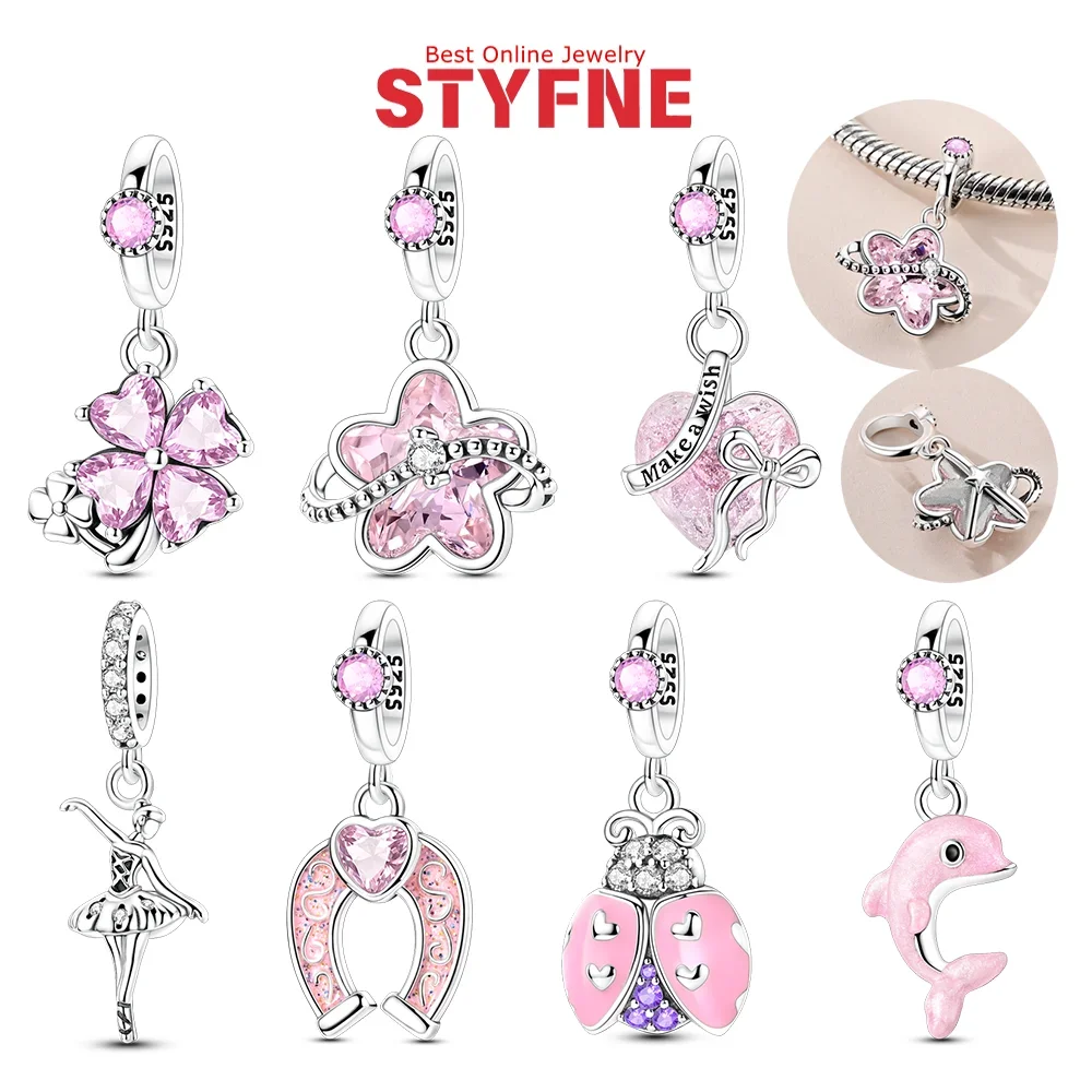 Original Charms 925 Silver Pink Dolphin Clover Flowers Love Lucky Zircon Beads Pendant Fit Diy Bracelets for Women Jewelry Gifts
Original Charms 925 Silver Pink Dolphin Clover Flowers Love Lucky Zircon Beads Pendant Fit Diy Bracelets for Women Jewelry Gifts