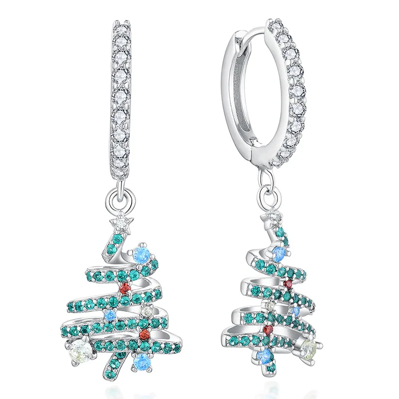925 Sterling Silver Christmas Dangle Earring Simple Trendy Zircon Tree Fine Jewelry for Girls
925 Sterling Silver Christmas Dangle Earring Simple Trendy Zircon Tree Fine Jewelry for Girls