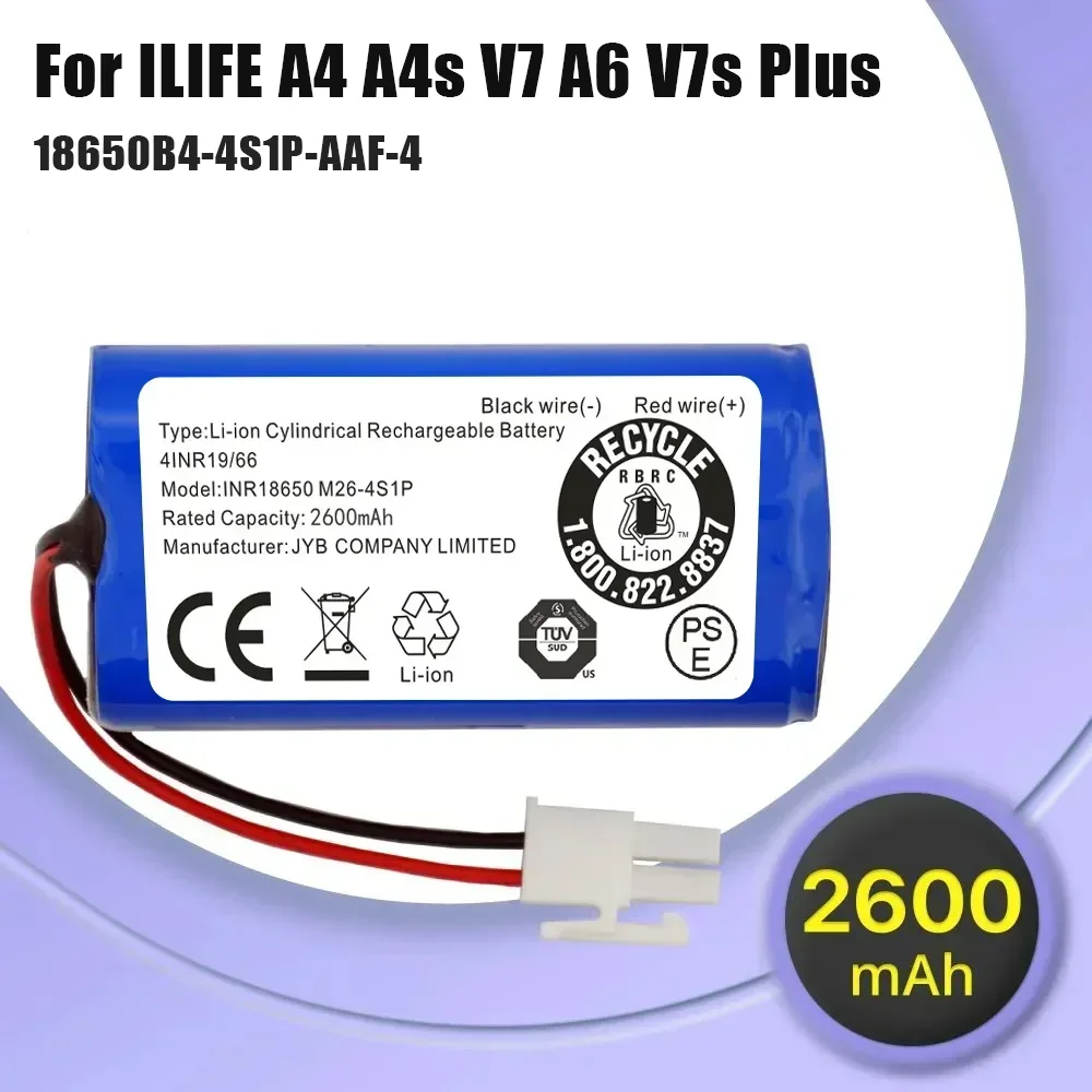NEW 14.8V 2600mAh 14.4V 3200mAh Lithium Battery For ILIFE A4 A4s V7 A6 V7s Plus Robot Vacuum Cleaner ILife 4S1P real Capacity
NEW 14.8V 2600mAh 14.4V 3200mAh Lithium Battery For ILIFE A4 A4s V7 A6 V7s Plus Robot Vacuum Cleaner ILife 4S1P real Capacity