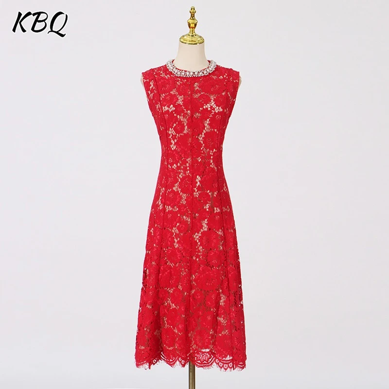KBQ Patchwork Embroidery Spliced Diamonds Dress for Women Round Neck Sleeveless High Waist Elegant Slimming Dress Female Fashion
KBQ Patchwork Embroidery Spliced Diamonds Dress for Women Round Neck Sleeveless High Waist Elegant Slimming Dress Female Fashion