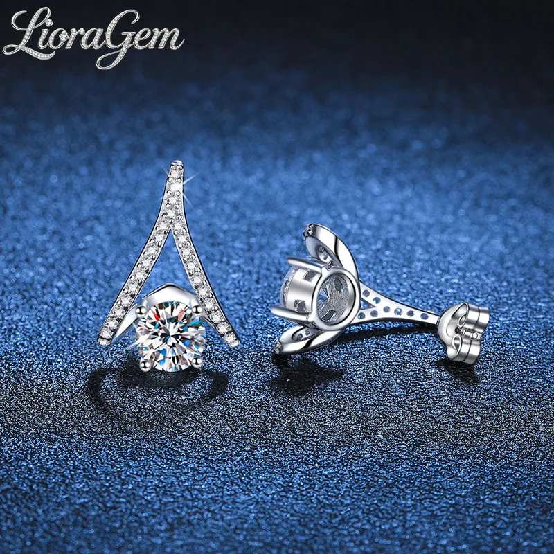LioraGem Full-diamond V-shaped Earrings, Geometric Luxury 1-carat Moissanite Studs Platinum PT950 Stamp Valentines Gift
LioraGem Full-diamond V-shaped Earrings, Geometric Luxury 1-carat Moissanite Studs Platinum PT950 Stamp Valentines Gift