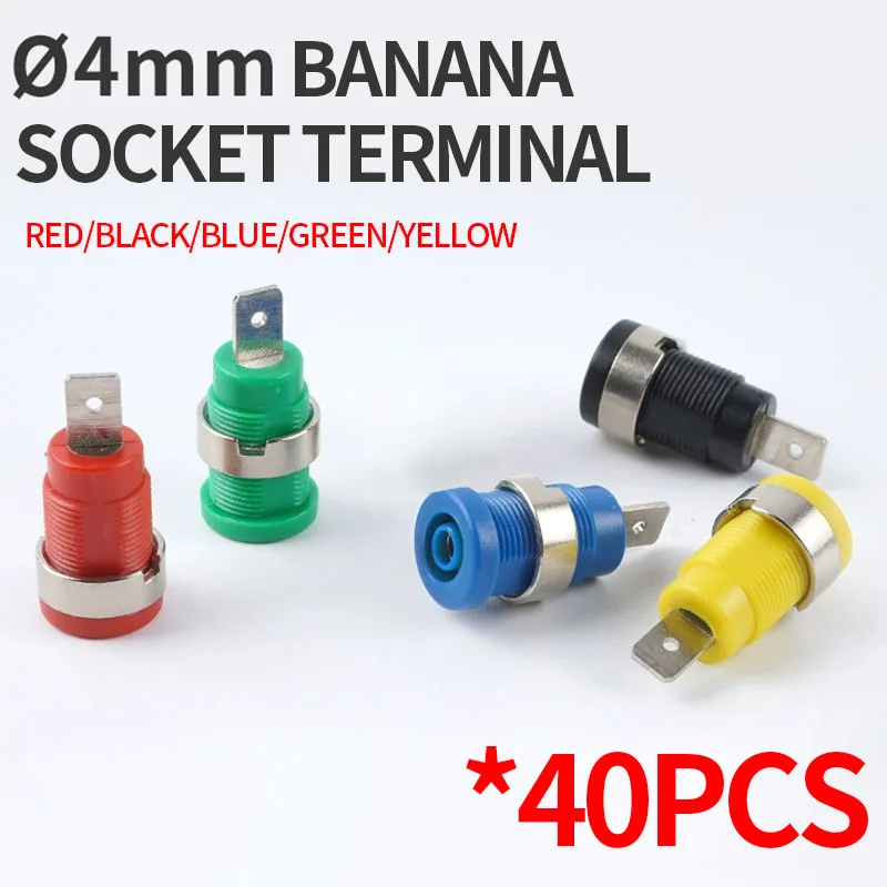 40PCS Insulated Safety 32A 4mm Banana Socket Terminal 5 Colors Female Jack Panel Mount Socket Binding Post Wire Connector
40PCS Insulated Safety 32A 4mm Banana Socket Terminal 5 Colors Female Jack Panel Mount Socket Binding Post Wire Connector