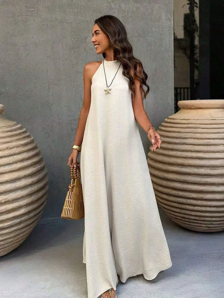 Bohemian Vintage Backless A-Line Maxi Dress Apricot Color For Beach Vacation
Bohemian Vintage Backless A-Line Maxi Dress Apricot Color For Beach Vacation
