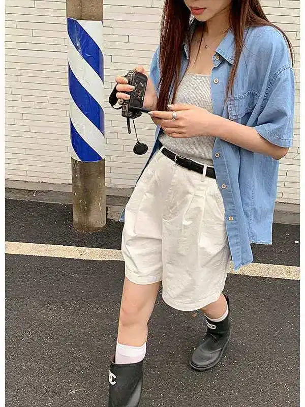 er Korean Sle Neutral Fivepoint Wideleg Casual irt Cleanfit ket Detail Cotton Low Waist PVC Material Casual Pants
er Korean Sle Neutral Fivepoint Wideleg Casual irt Cleanfit ket Detail Cotton Low Waist PVC Material Casual Pants