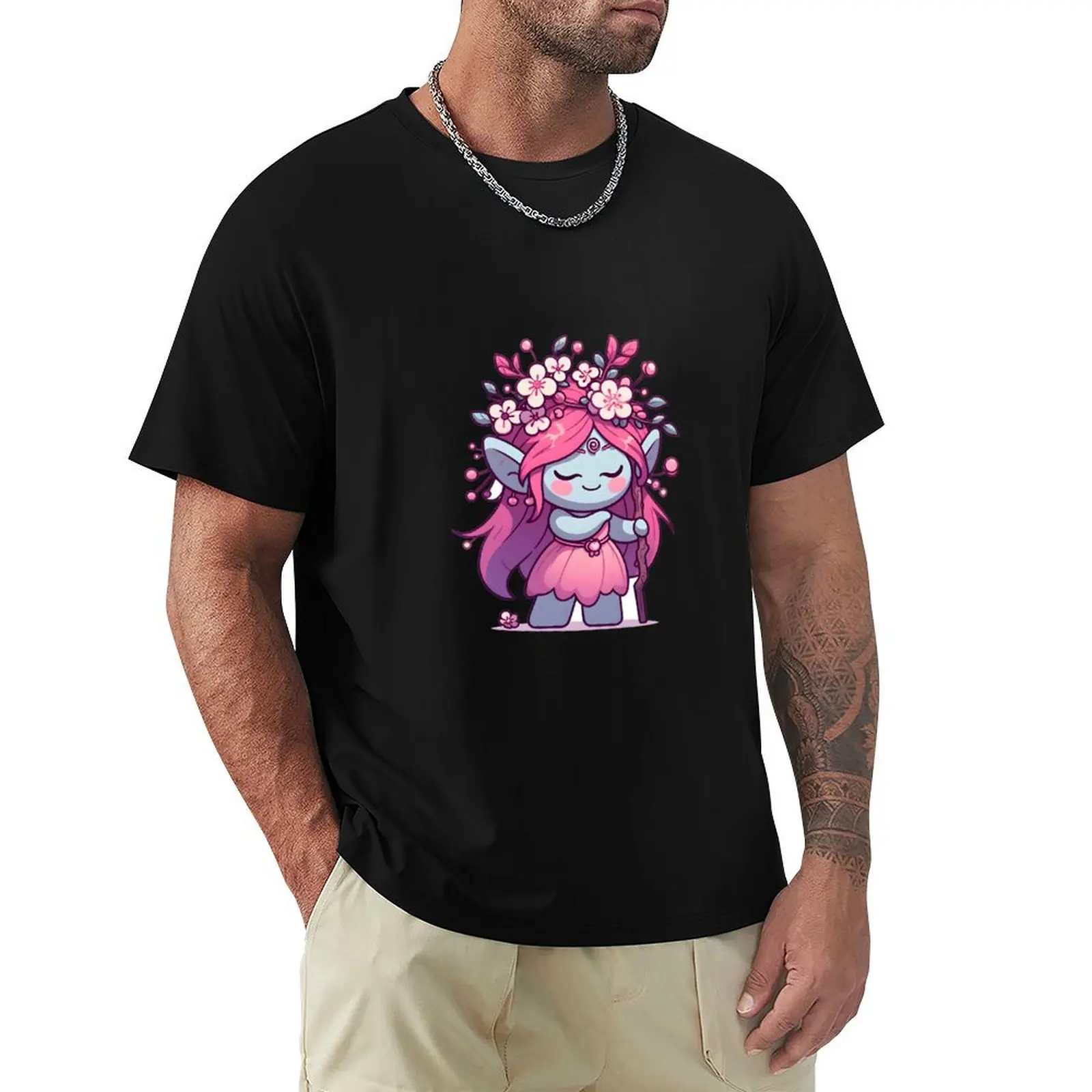 Kawaii Enchanting Troll With Cherry Blossom Hairpin T-Shirt oversize t-shirts man Clothing Men's cotton t-shirt
Kawaii Enchanting Troll With Cherry Blossom Hairpin T-Shirt oversize t-shirts man Clothing Men's cotton t-shirt
