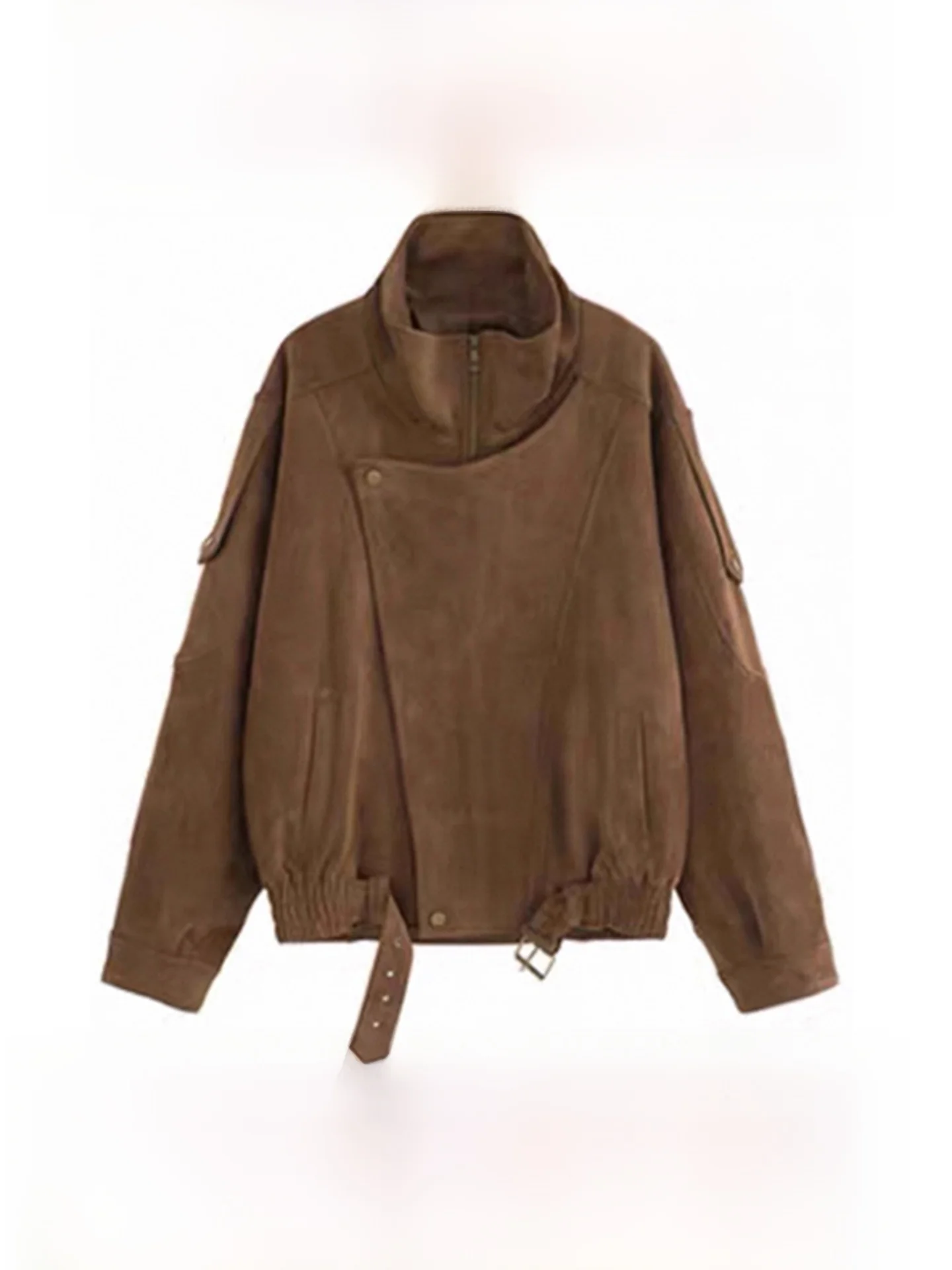 Premium Suede Motorcycle Jaet Women's Coffee Color Workwear Sle Spring Autumn New ape Loose Fit Long Sve Zipper
Premium Suede Motorcycle Jaet Women's Coffee Color Workwear Sle Spring Autumn New ape Loose Fit Long Sve Zipper