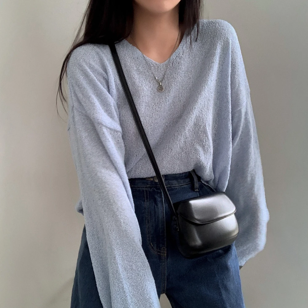 Korean Sun Protection Cover Up Crop Top Chic Versatile Women Pullover Lazy Drop Shoulder Ice Silk Long Sleeve Thin Knit Sweater
Korean Sun Protection Cover Up Crop Top Chic Versatile Women Pullover Lazy Drop Shoulder Ice Silk Long Sleeve Thin Knit Sweater