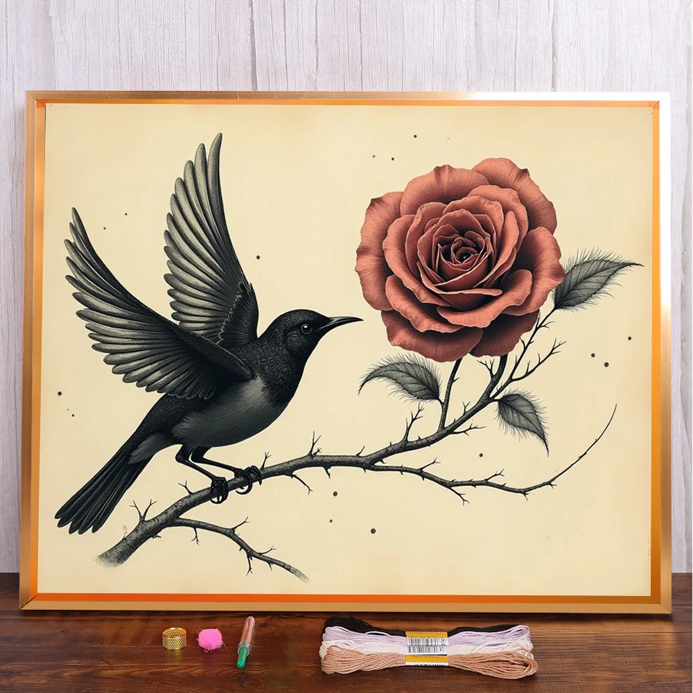 Crow Rose Pre-Printed 11CT Cross Stitch DIY Embroidery Full Kit Painting Hobby Knitting Handiwork Counted Room Decor Different
Crow Rose Pre-Printed 11CT Cross Stitch DIY Embroidery Full Kit Painting Hobby Knitting Handiwork Counted Room Decor Different