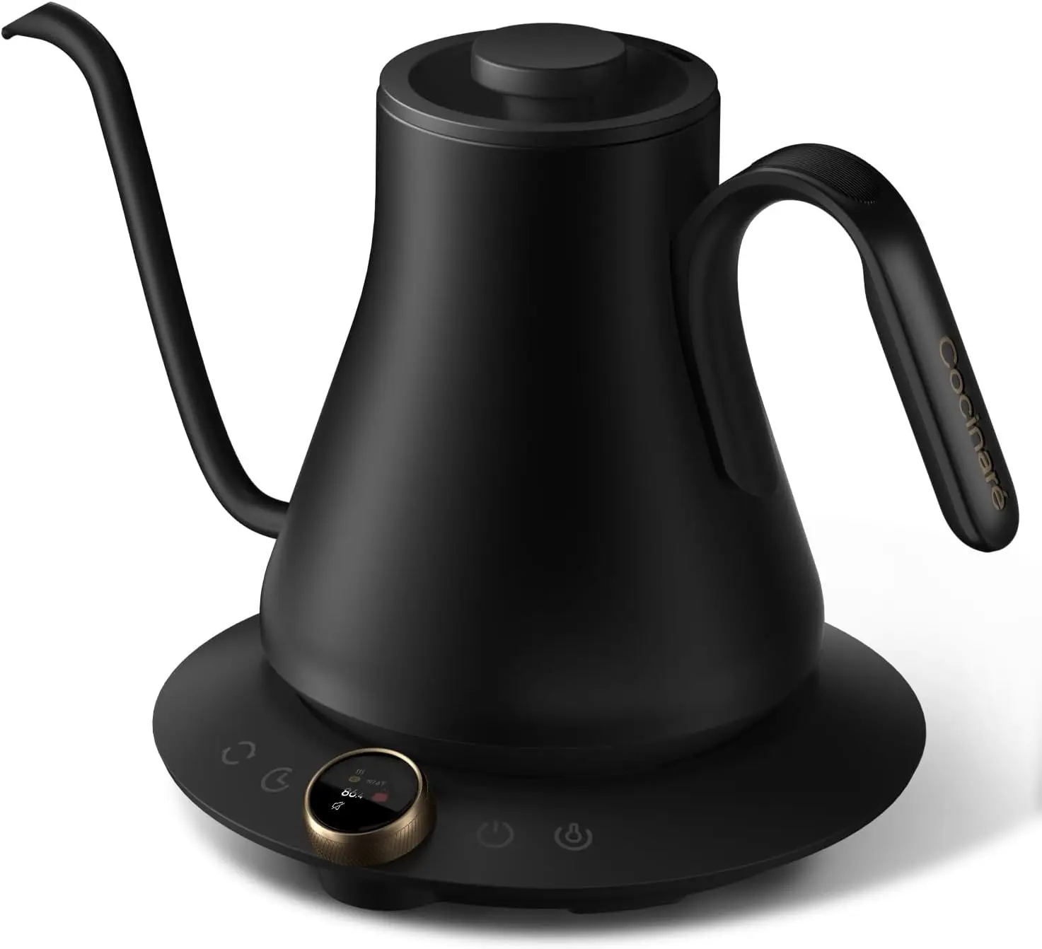 Gooseneck Electric Kettle with ±1℉ Precision for Pour-over Coffee and Tea, Stainless Steel Interior, Quick Heating in Goya Black
Gooseneck Electric Kettle with ±1℉ Precision for Pour-over Coffee and Tea, Stainless Steel Interior, Quick Heating in Goya Black