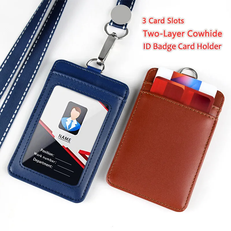 Cowhide ID Badge Holder Business Work Card Holders with Neck Lanyard Women Men Formal Staff Office Worker Supplies ID Card Case
Cowhide ID Badge Holder Business Work Card Holders with Neck Lanyard Women Men Formal Staff Office Worker Supplies ID Card Case