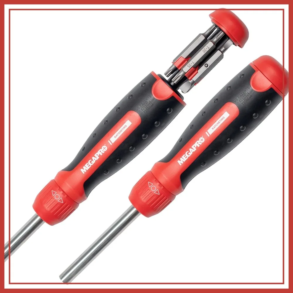 Original Ratcheting Multi-Bit Screwdriver with 1/4" Hex Shaft | Phillips, Torx, Flat, Square | Trades