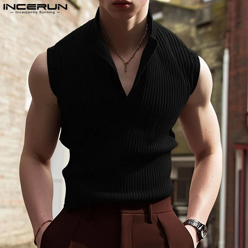 INCERUN Men Tank Tops Solid Color Lapel Sleeveless Knitted Male Vests Summer Streetwear Tops 2025 Fashion Casual Men Clothing
INCERUN Men Tank Tops Solid Color Lapel Sleeveless Knitted Male Vests Summer Streetwear Tops 2025 Fashion Casual Men Clothing