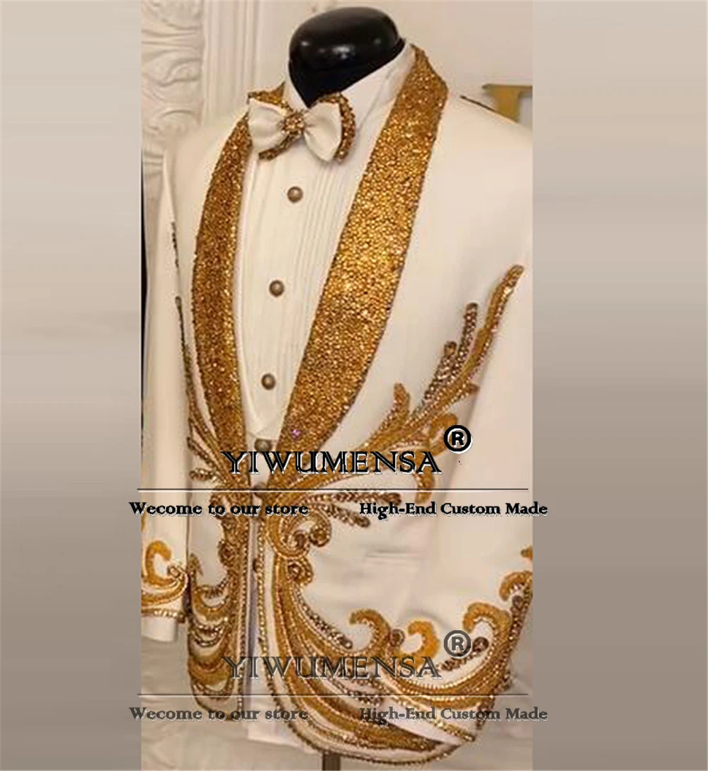 Luxury Beaded Stone Suits Men Sparkly Sequins Shawl Lapel Prom Blazer Man Formal Banquet Party Dress Customized Groom Tuxedo 3pc
Luxury Beaded Stone Suits Men Sparkly Sequins Shawl Lapel Prom Blazer Man Formal Banquet Party Dress Customized Groom Tuxedo 3pc
