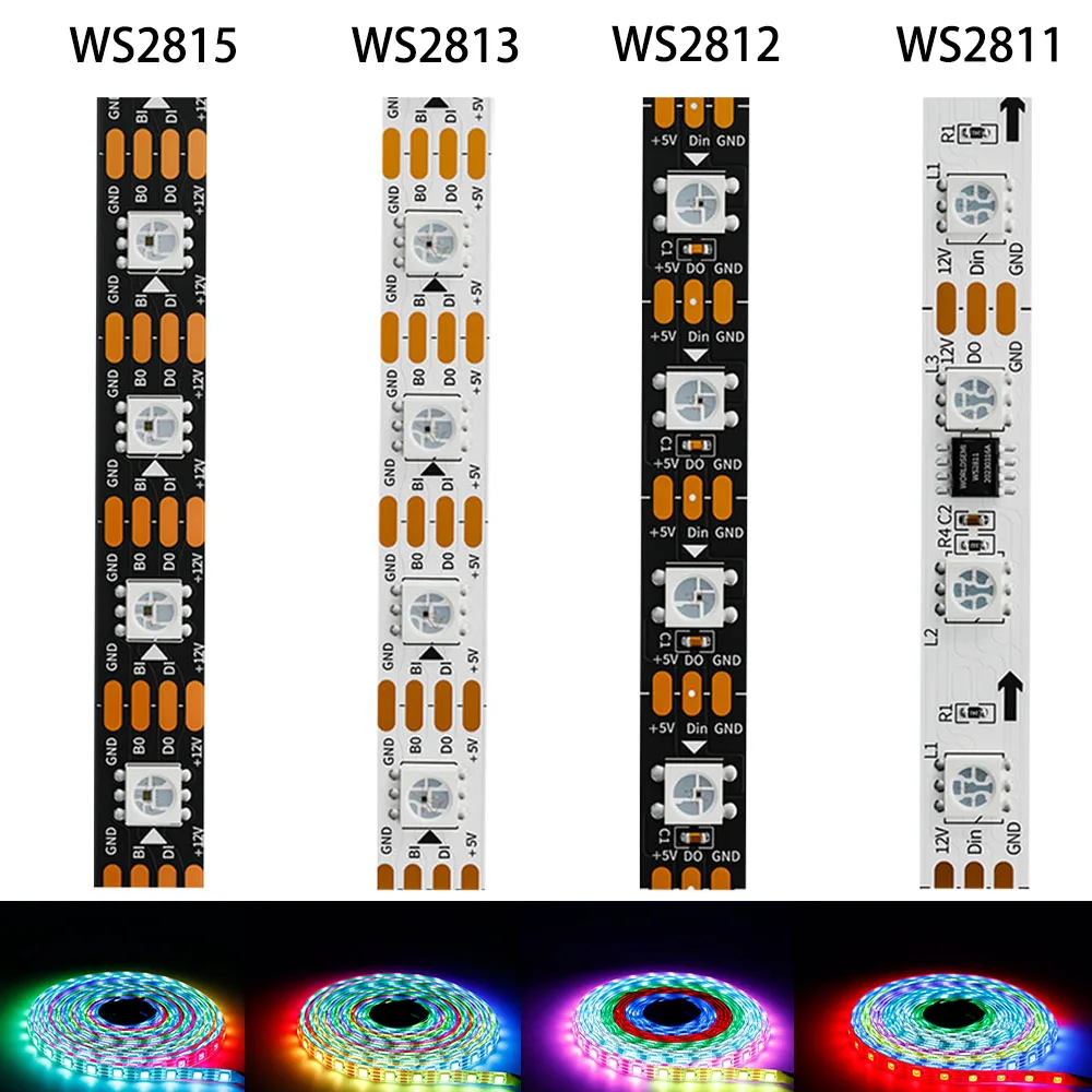 WS2812B WS2811 WS2813 WS2815 5050 RGB Smart LED Strip Lights WS2812 30/60/144Pixels/Leds/m Individually Addressable IC DC5/12V
WS2812B WS2811 WS2813 WS2815 5050 RGB Smart LED Strip Lights WS2812 30/60/144Pixels/Leds/m Individually Addressable IC DC5/12V