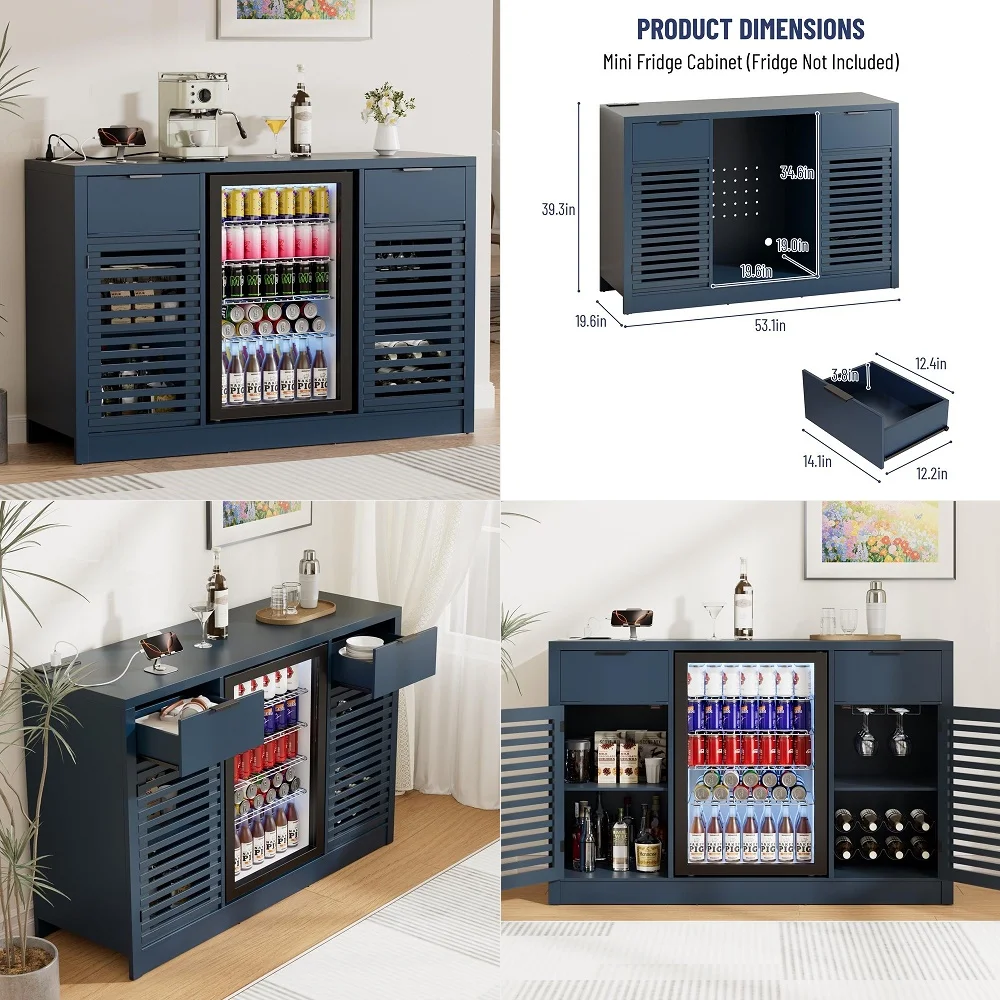 Fluted Coffee Bar Cabinet with Charging Station, 47.2 W Home Bar Furniture with Removable Wine Rack, Glass Holder, Modern Liquo
Fluted Coffee Bar Cabinet with Charging Station, 47.2 W Home Bar Furniture with Removable Wine Rack, Glass Holder, Modern Liquo