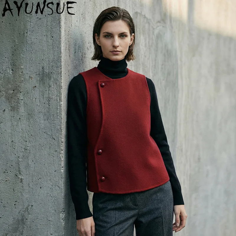 AYUNSUE Women's 100% Wool Vest Elegant Fashion Sleeveless Tops for Woman Autumn Winter Commuter Vest Woman Clothes Ropa Mujer
AYUNSUE Women's 100% Wool Vest Elegant Fashion Sleeveless Tops for Woman Autumn Winter Commuter Vest Woman Clothes Ropa Mujer