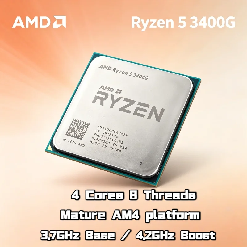 AMD Ryzen 5 3400G AM4 4 Core 8 Thread APU 3.7GHz Up To 4.2GHz Vega 11 IGPU 65W Desktop CPU for Gaming Office Pro Max Ultra
AMD Ryzen 5 3400G AM4 4 Core 8 Thread APU 3.7GHz Up To 4.2GHz Vega 11 IGPU 65W Desktop CPU for Gaming Office Pro Max Ultra