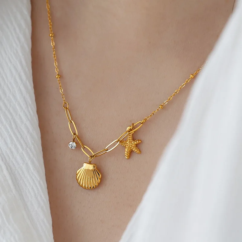 INS New Style 18k Gold/Silver Color Metal Conch Shells Pearl Pendant Zircon Necklace For Women 3in1 Choker Jewelry Lady Gifts
INS New Style 18k Gold/Silver Color Metal Conch Shells Pearl Pendant Zircon Necklace For Women 3in1 Choker Jewelry Lady Gifts