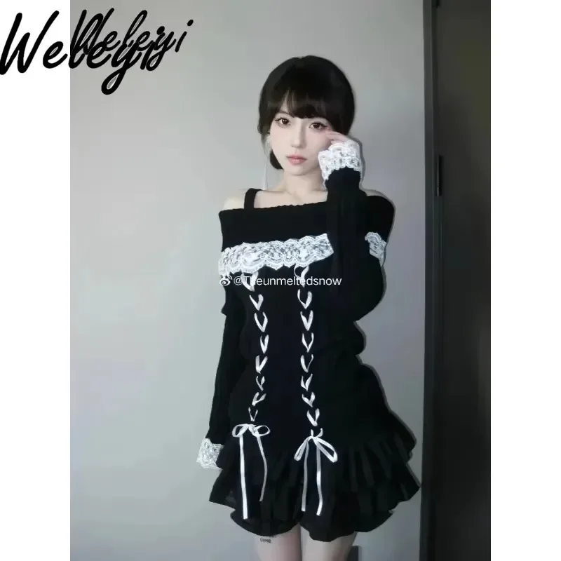 Sweet Cutecore Pink Off Shoulder Bandage Knit Top Winter Kawaii Woman's Clothing Mid-length Sweater Cute Lace Knitted Sweaters
Sweet Cutecore Pink Off Shoulder Bandage Knit Top Winter Kawaii Woman's Clothing Mid-length Sweater Cute Lace Knitted Sweaters
