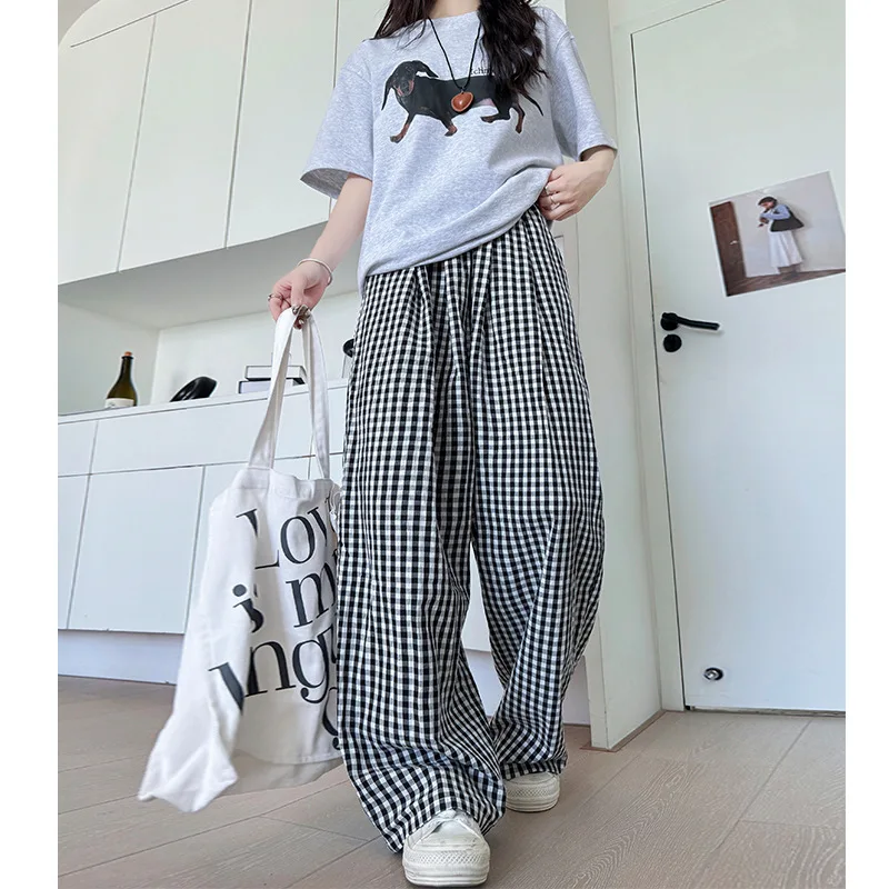 Black and White Plaid Pants for Women, Summer New High-Waisted Straight-Leg Pants, Lazy Slimming Floor-Length Retro Wide-Leg Pan
Black and White Plaid Pants for Women, Summer New High-Waisted Straight-Leg Pants, Lazy Slimming Floor-Length Retro Wide-Leg Pan