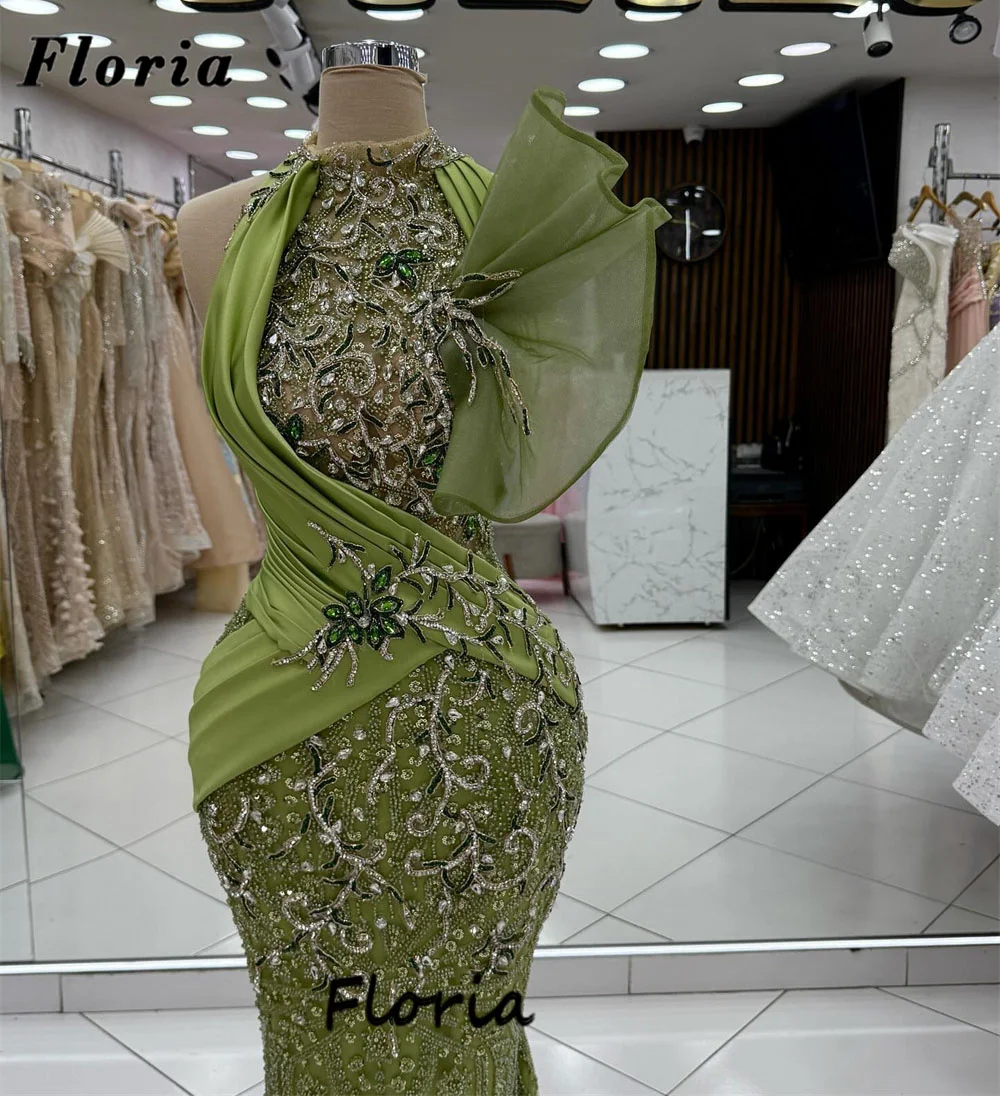 Arabic Green Mermaid Evening Dresses Beaded Crystals Women Prom Dress Party Vestidos De Cóctel Customized Formal Reception Gowns 
Arabic Green Mermaid Evening Dresses Beaded Crystals Women Prom Dress Party Vestidos De Cóctel Customized Formal Reception Gowns