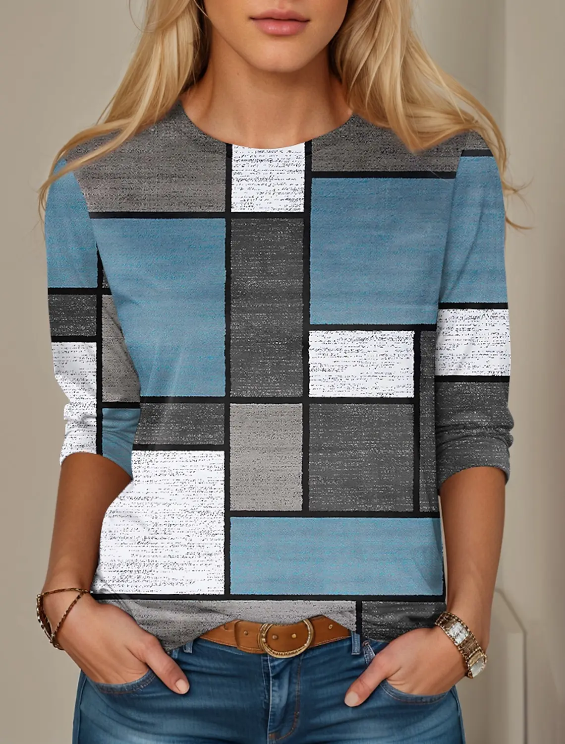 Fashion Design Women's T shirts 3D Print Color Block Graphics Long Sleeve Crew Neck Regular Fit Spring/Fall Thin Style Sportwear
Fashion Design Women's T shirts 3D Print Color Block Graphics Long Sleeve Crew Neck Regular Fit Spring/Fall Thin Style Sportwear