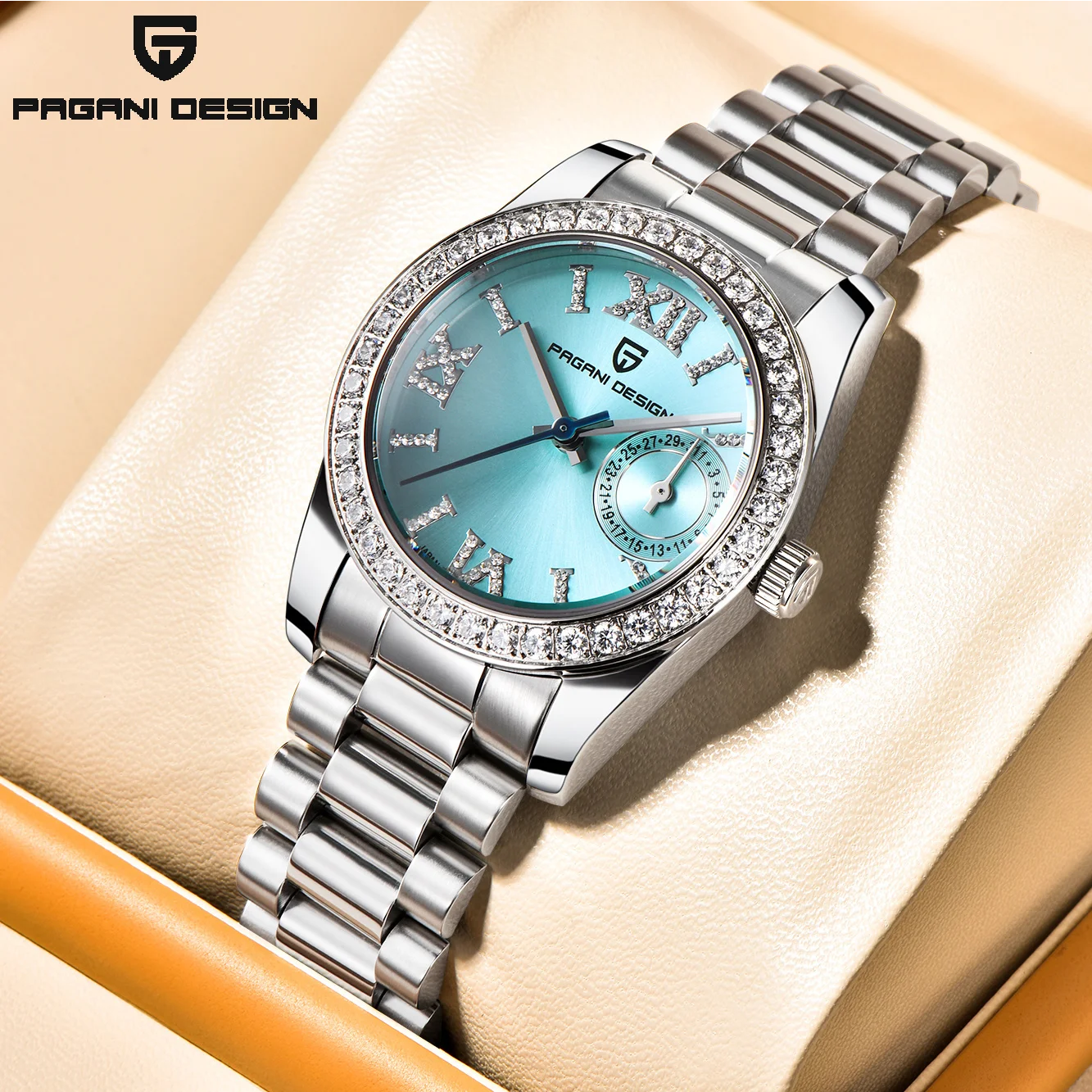 Pagani Design Ladies Watch Luxury Diamond Bezel Ice Blue Dial Best Gift for Girlfriend Wife Waterproof Stainless Steel PD1776
Pagani Design Ladies Watch Luxury Diamond Bezel Ice Blue Dial Best Gift for Girlfriend Wife Waterproof Stainless Steel PD1776