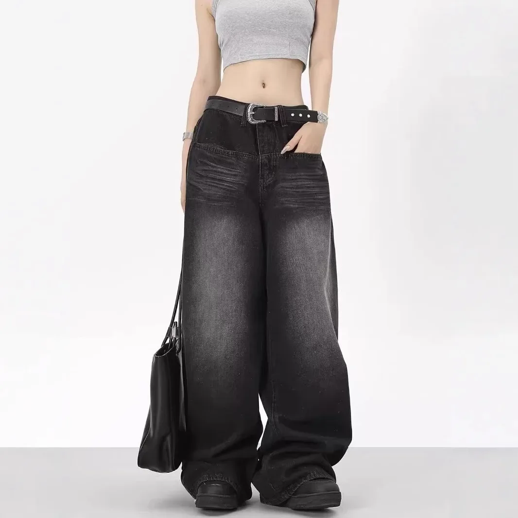 Oversized Vintage Black Jeans Wide Leg Pants For Women Korean Fashion Low Waist Baggy Jeans Trouser Y2k Pants Japan Streetwear
Oversized Vintage Black Jeans Wide Leg Pants For Women Korean Fashion Low Waist Baggy Jeans Trouser Y2k Pants Japan Streetwear