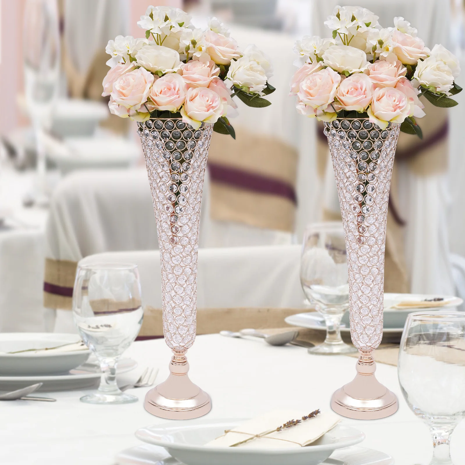 2 Pcs Silver / Gold Wedding Table Decor Crystal Vase European Wedding Prop Decor Crystal Flower Stand for Anniversary
2 Pcs Silver / Gold Wedding Table Decor Crystal Vase European Wedding Prop Decor Crystal Flower Stand for Anniversary