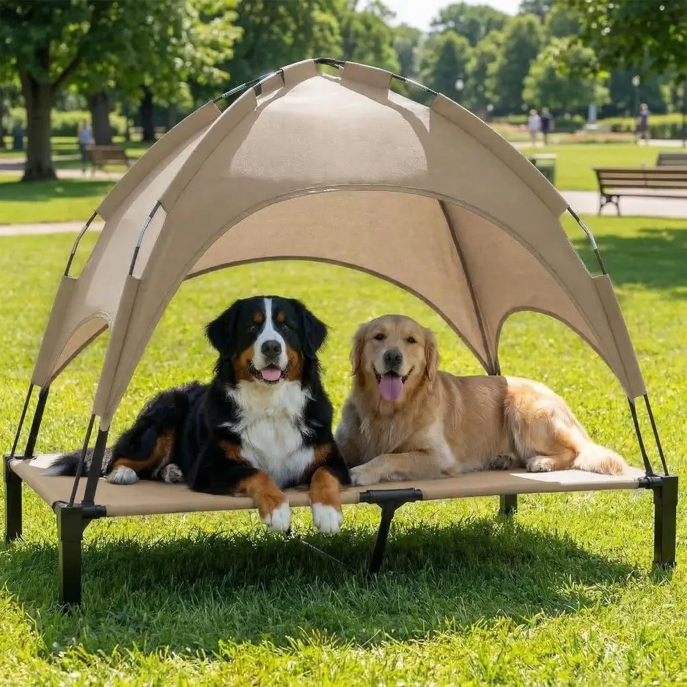 Raised Outdoor Dog Cot with Removable Sunshade, Breathable Mesh for Large Dogs, Ideal for Camping, Beach, and Backyard
Raised Outdoor Dog Cot with Removable Sunshade, Breathable Mesh for Large Dogs, Ideal for Camping, Beach, and Backyard