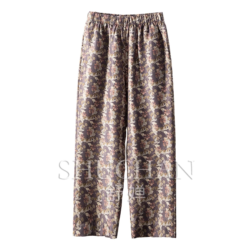 Ethnic Style Printing Silk Electric Spinning Elastic Waist Straight Pant Women Pantalones Mujer Verano 2025
Ethnic Style Printing Silk Electric Spinning Elastic Waist Straight Pant Women Pantalones Mujer Verano 2025
