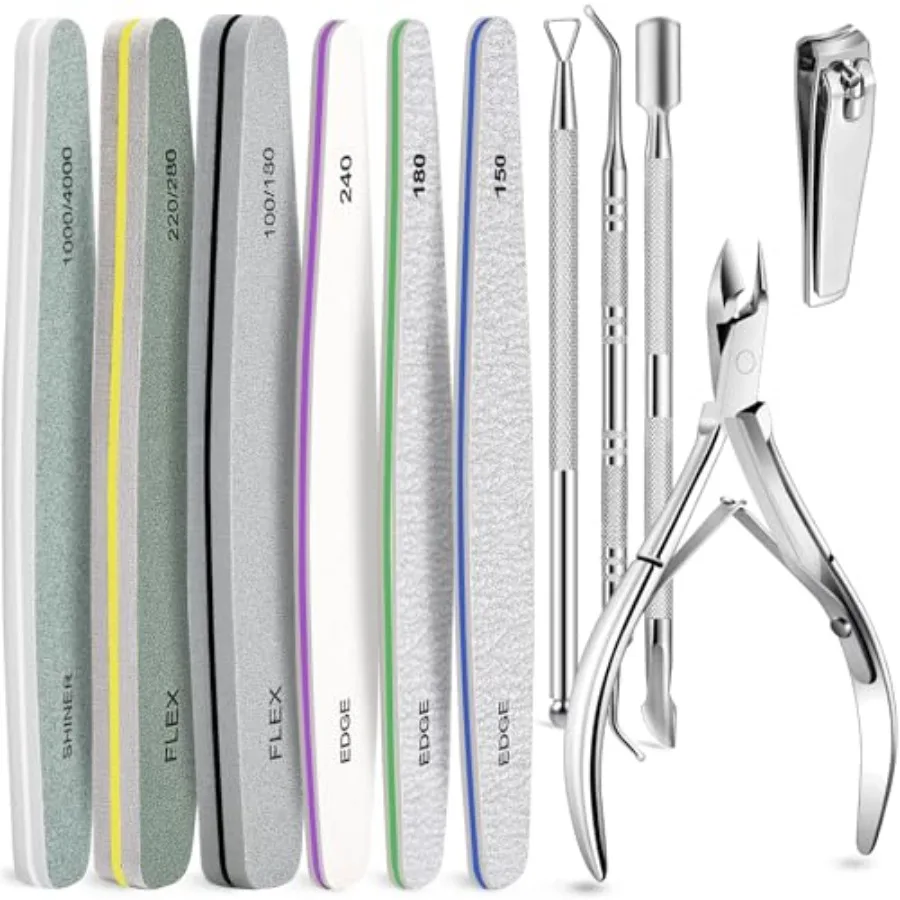 Nail Care Tool Kit with Cuticle Trimmer, Cuticle Pusher, Nail Files and Buffers Blocks, Emery Boards, Nail Prep for Manicure an
Nail Care Tool Kit with Cuticle Trimmer, Cuticle Pusher, Nail Files and Buffers Blocks, Emery Boards, Nail Prep for Manicure an