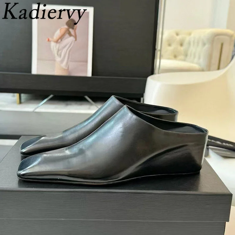 New Wedges Heels Slippers Women Square Toe Summer Shoes Women Black White Genuine Leather Slides High Heels Slippers Woman
New Wedges Heels Slippers Women Square Toe Summer Shoes Women Black White Genuine Leather Slides High Heels Slippers Woman