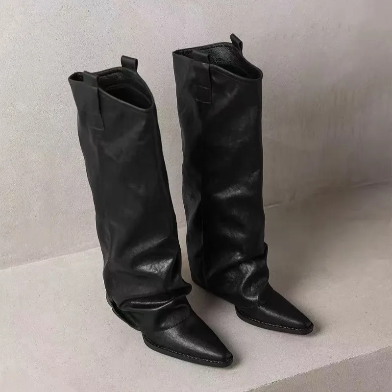 High Quality Fashion Leather Straight Boots Women's Versatile Knee-High Knight Boots Thin Thick Heel Shoes 6.5cm High Heel Boots
High Quality Fashion Leather Straight Boots Women's Versatile Knee-High Knight Boots Thin Thick Heel Shoes 6.5cm High Heel Boots