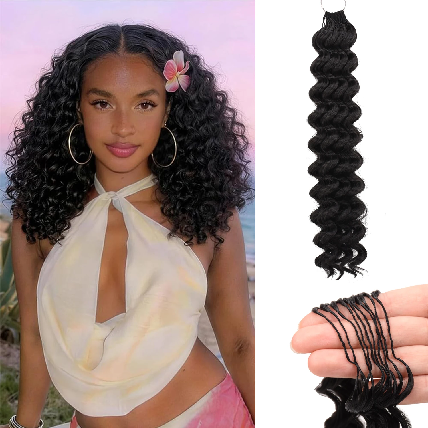 Synthetic Feather Crochet Hair 12inch 50g Miracle Knots Pre-Separated Deep Wave Crochet Braid Hair Extensions for Women
Synthetic Feather Crochet Hair 12inch 50g Miracle Knots Pre-Separated Deep Wave Crochet Braid Hair Extensions for Women